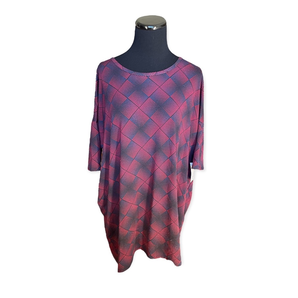 XL LuLaRoe Irma Tunic NEW Fabulous Winter Perfect Cranberry Blue Top 18-22